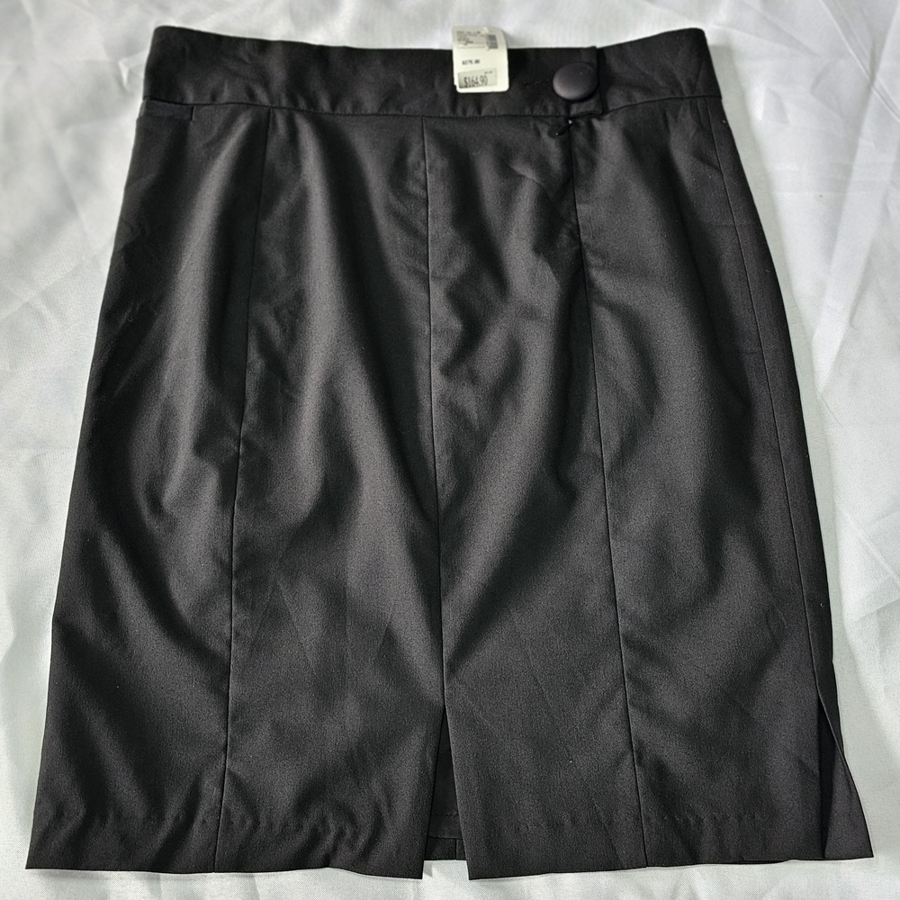 Saks Fifth Avenue Black Wool Blend Skirt Size 12 Made in Canada NWT